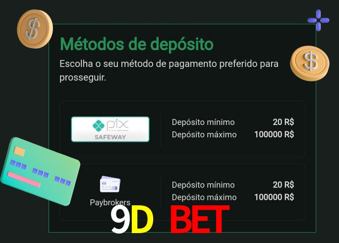 O cassino 9D Bet oferece uma grande variedade de métodos de pagamento
